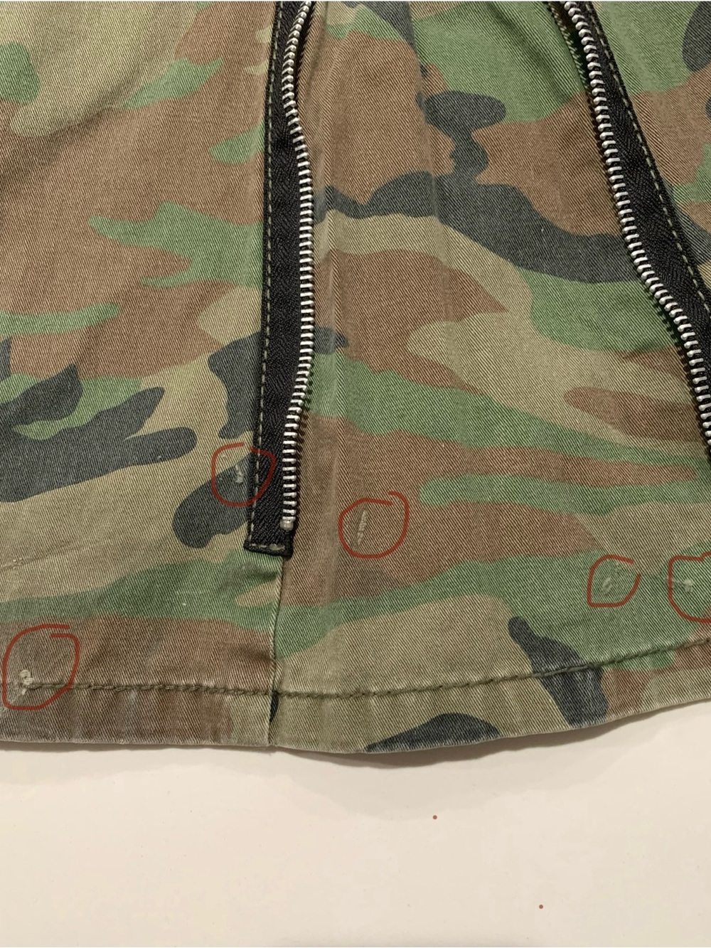 Tripp NYC Peace Camo Cargo Wide Flare Pants, Zippers, Olive Grunge 18 - Picture 13 of 16